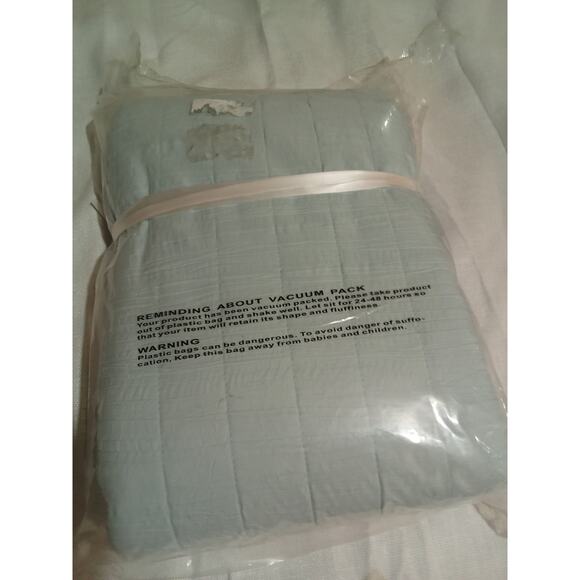 Swift Home Enzyme Washed Crinkle Quilted Bedspread Light Blue Full / Queen - Picture 8 of 8